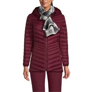 NWT Lands’ End - Gray Ivory Buffalo Plaid One Size Scarf